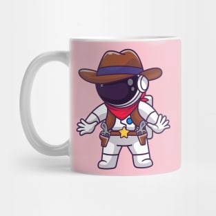 Cute Astronaut Cowboy Cartoon Mug